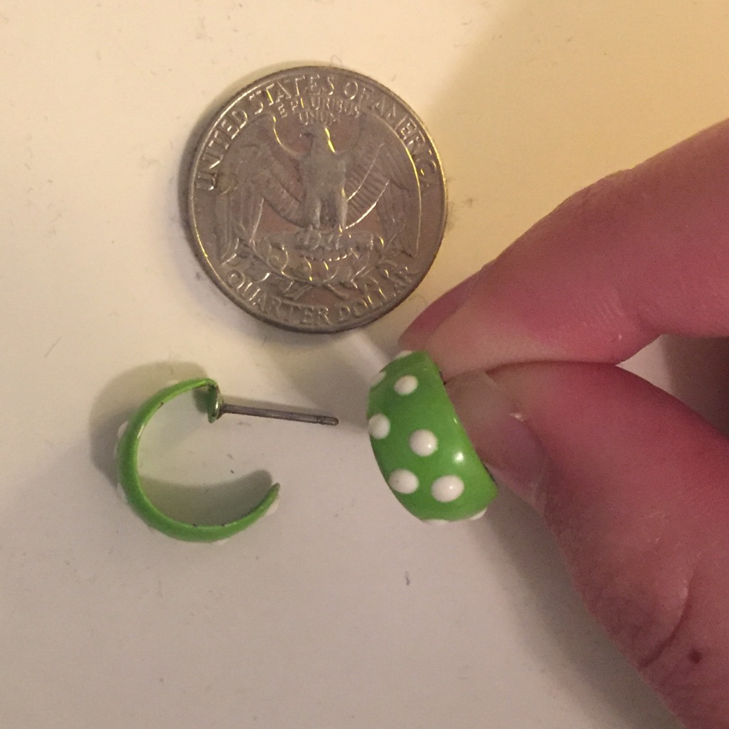 Mini Green Polka Dot Hoops